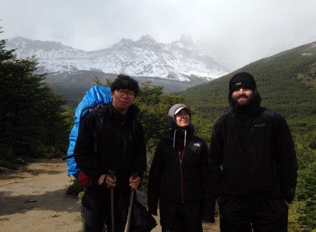 Kim, Natalie, Marc - Snow last night at Dickson